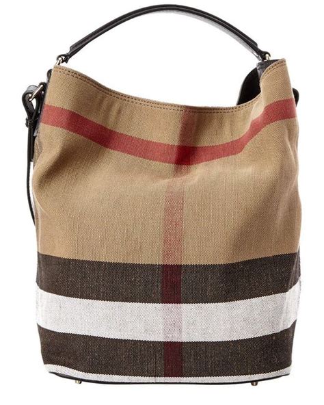 burberry canvas bag ashby|BURBERRY Canvas Mega Check Medium Ashby Bucket Bag .